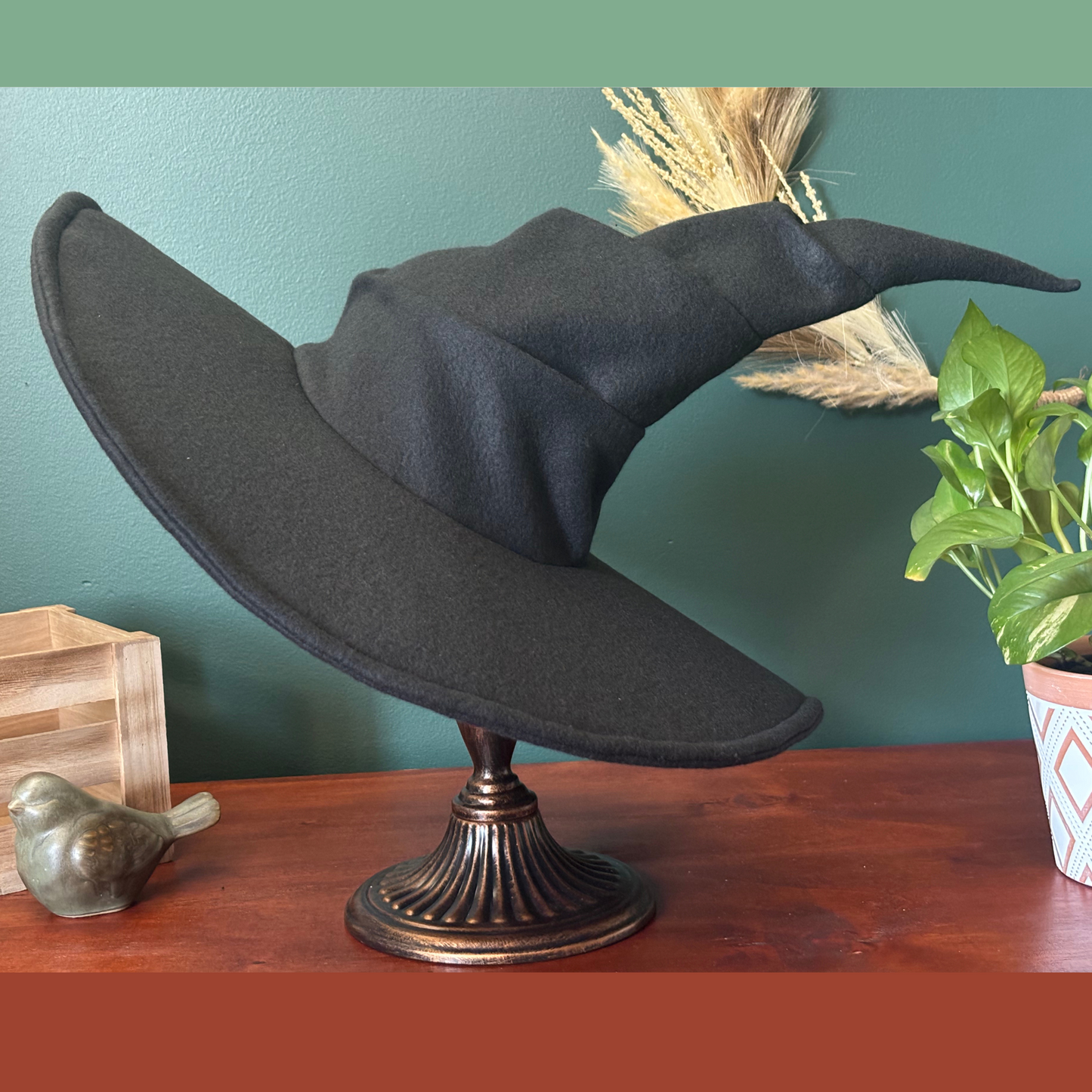Custom Black Witch/ Wizard Hat - 18" wide brim- Made to Order