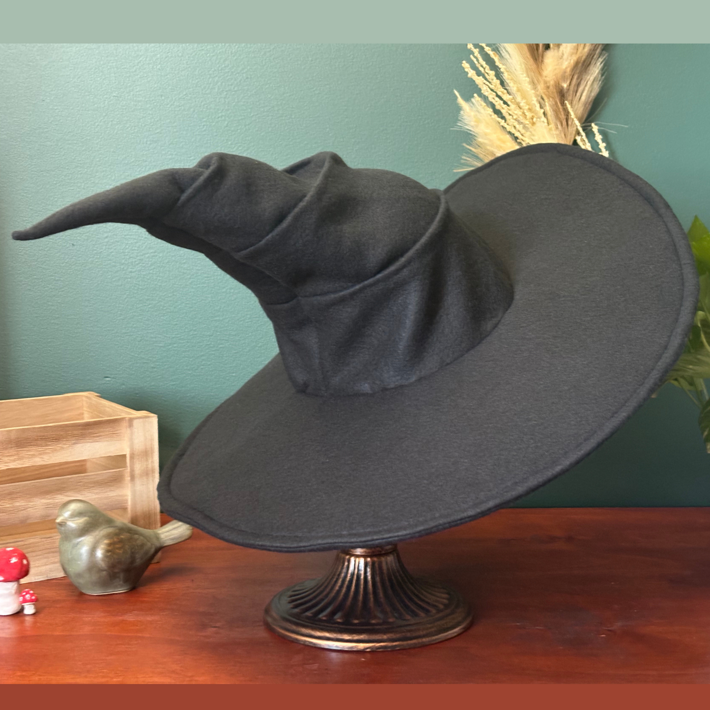 Custom Black Witch/ Wizard Hat - 18" wide brim- Made to Order