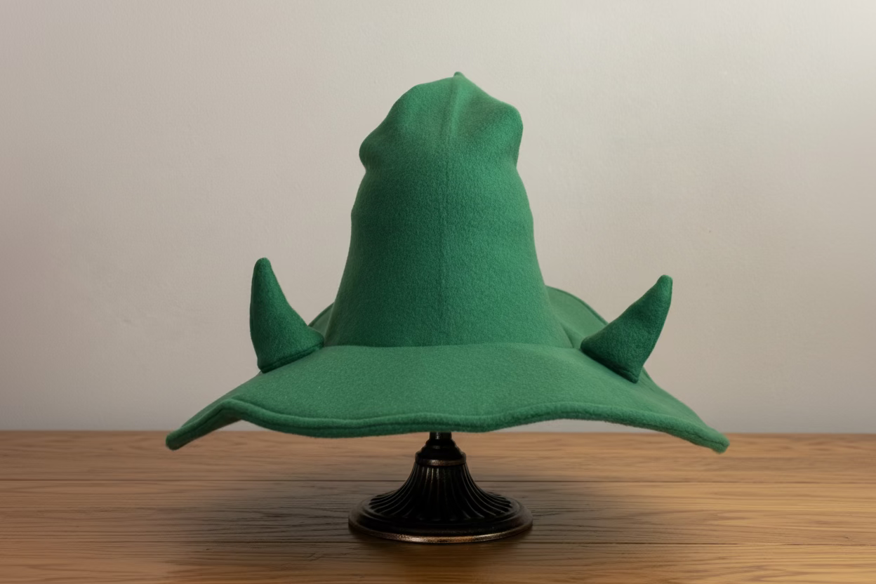 Custom Witch/Wizard Hat with small Horns| 18” Wide Brim Fleece hat | Made to Order