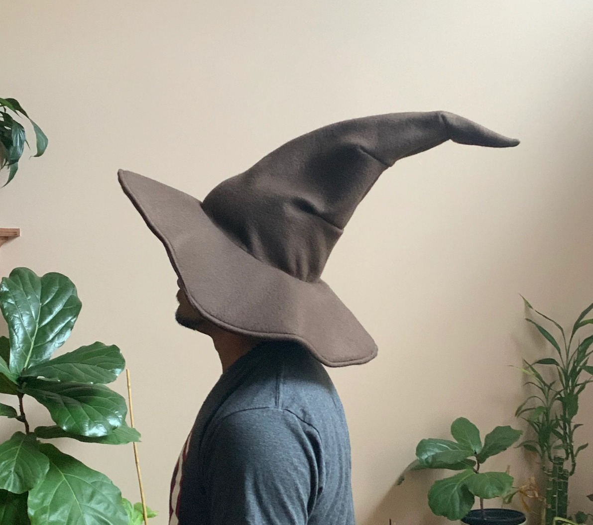 Custom White Witch, Wizard Hat – 15” Wide Brim Summer Sun Hat for Women, Men & Kids |Mage, Sorcerer, Warlock, Pointed Felt Hat | Baby, Toddler, Adult Sizes |Made to Order