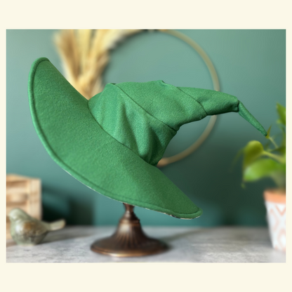 Custom Green Witch/ Wizard Hat | 18” Wide Brim Fleece hat | Made to Order