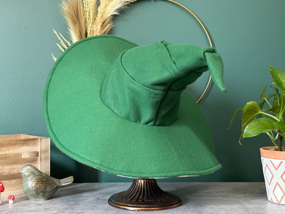 Custom Green Witch/ Wizard Hat | 18” Wide Brim Fleece hat | Made to Order
