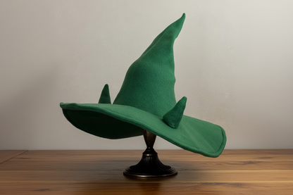 Custom Witch/Wizard Hat with small Horns| 18” Wide Brim Fleece hat | Made to Order