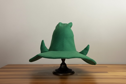 Custom Witch/Wizard Hat with small Horns| 18” Wide Brim Fleece hat | Made to Order
