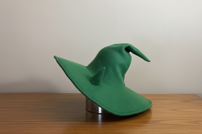 Custom Witch/Wizard Hat with small Horns| 18” Wide Brim Fleece hat | Made to Order