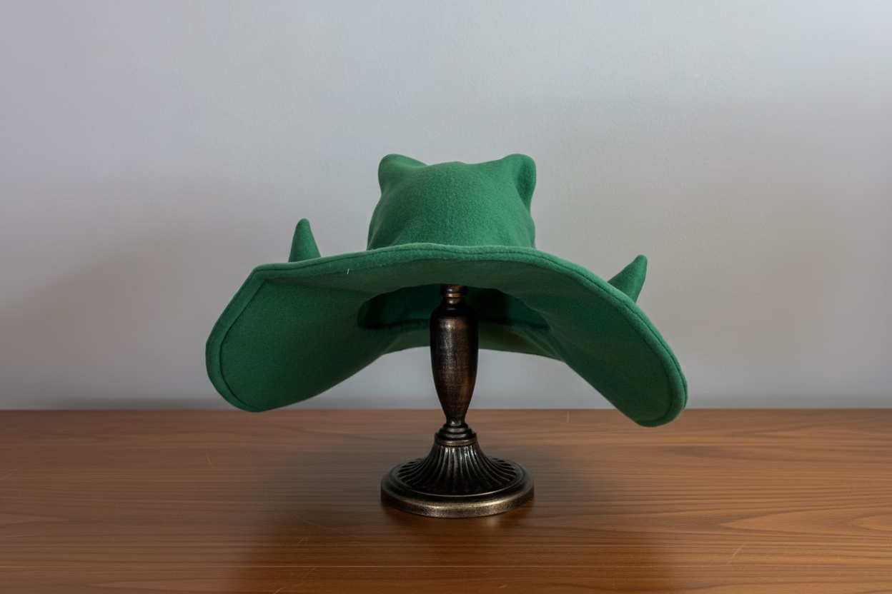 Custom Witch/Wizard Hat with small Horns| 18” Wide Brim Fleece hat | Made to Order