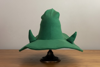 Custom Witch/Wizard Hat with small Horns| 18” Wide Brim Fleece hat | Made to Order