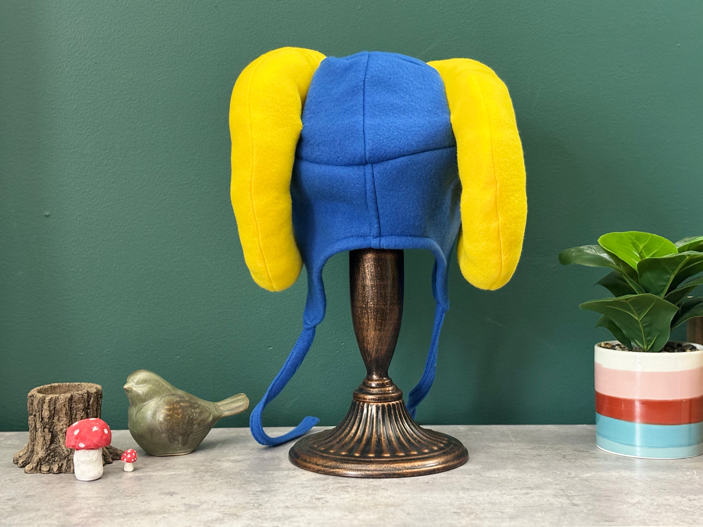 Custom Blue Ram Horn Fleece Hat | Earflap Style | Unisex | Made to Order