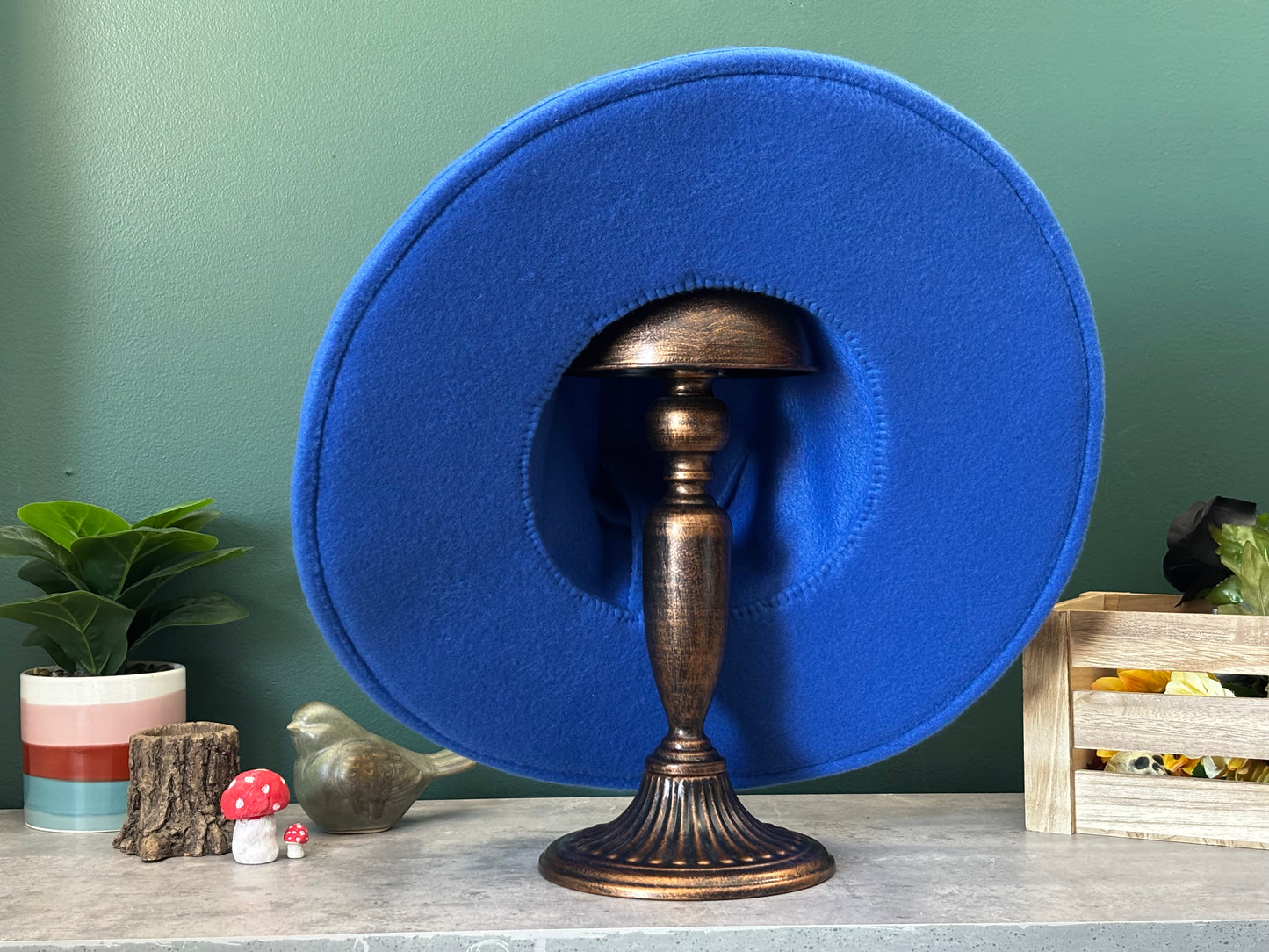 Custom Royal Blue Witch/Wizard Hat | 18” Wide Brim Fleece hat | Made to Order