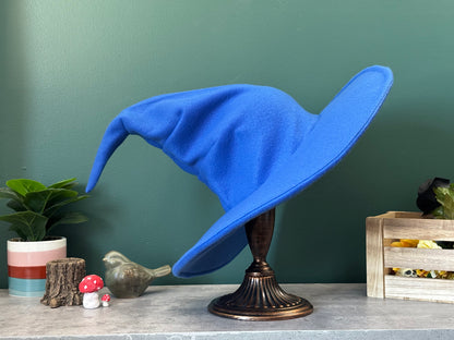 Custom Royal Blue Witch/Wizard Hat | 18” Wide Brim Fleece hat | Made to Order