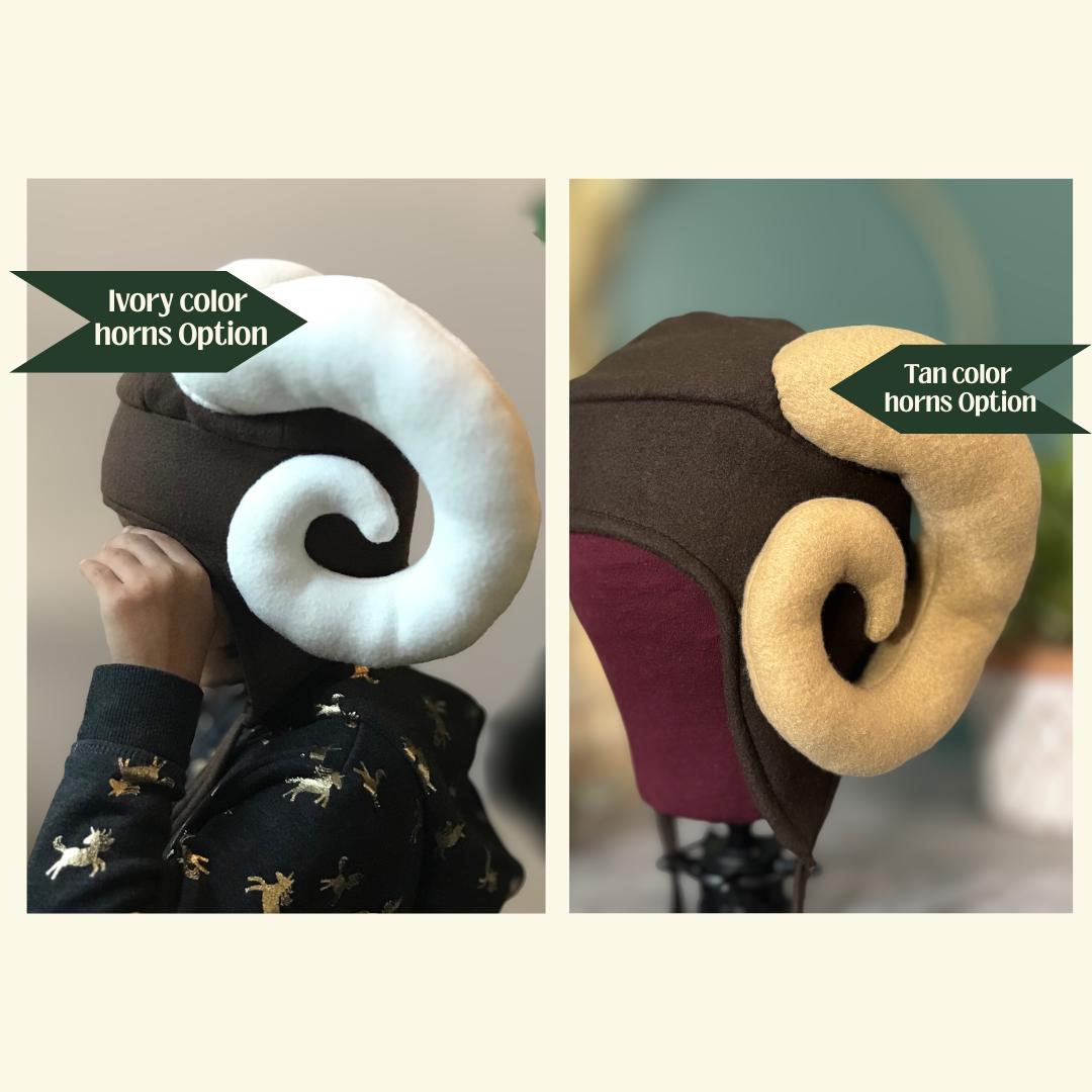 Custom Ram Horn Fleece Hat | Earflap Style | Unisex | Made to Order